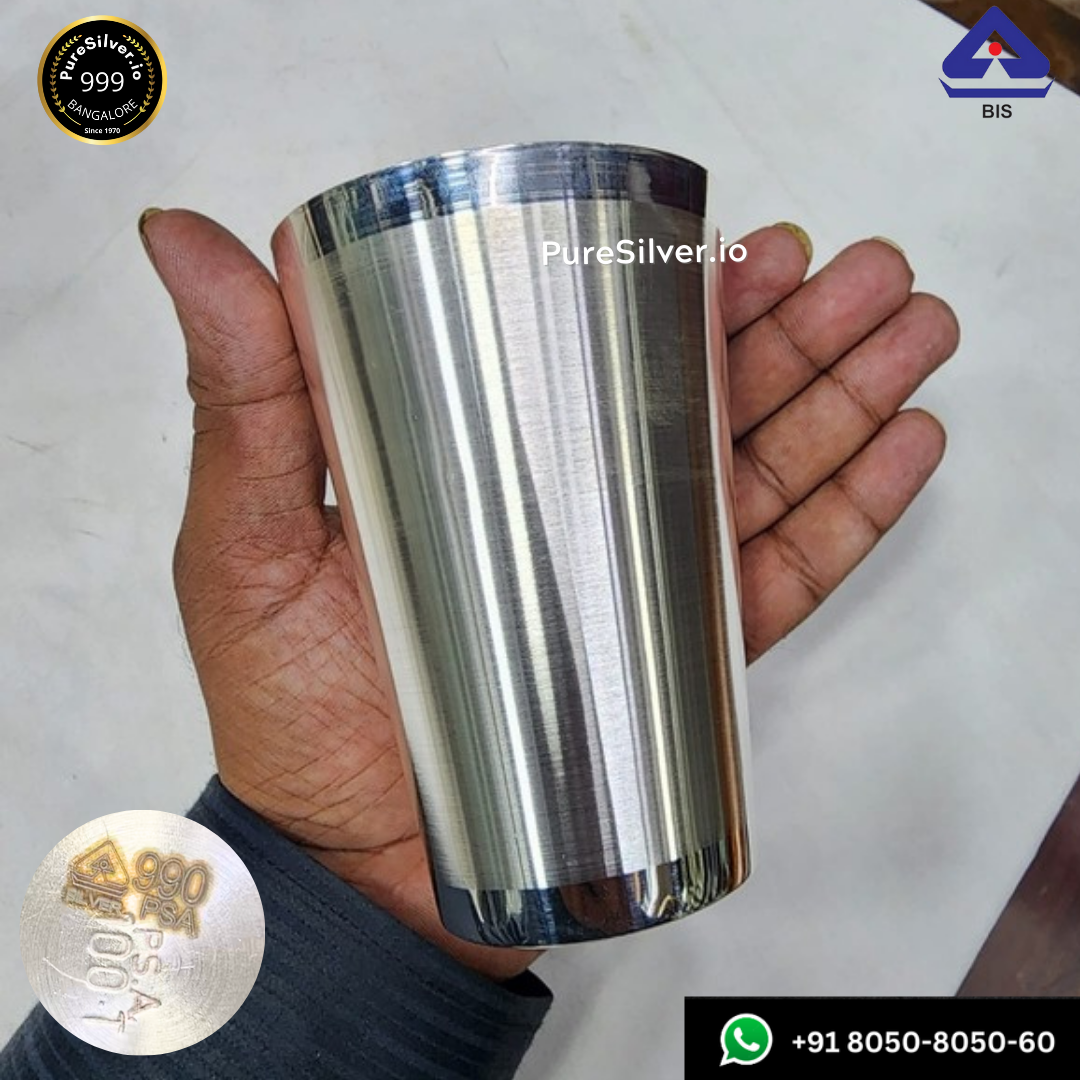 999 Pure Silver Glass with 990 BIS Hallmark - | Custom Orders & Bulk from Silver Factory