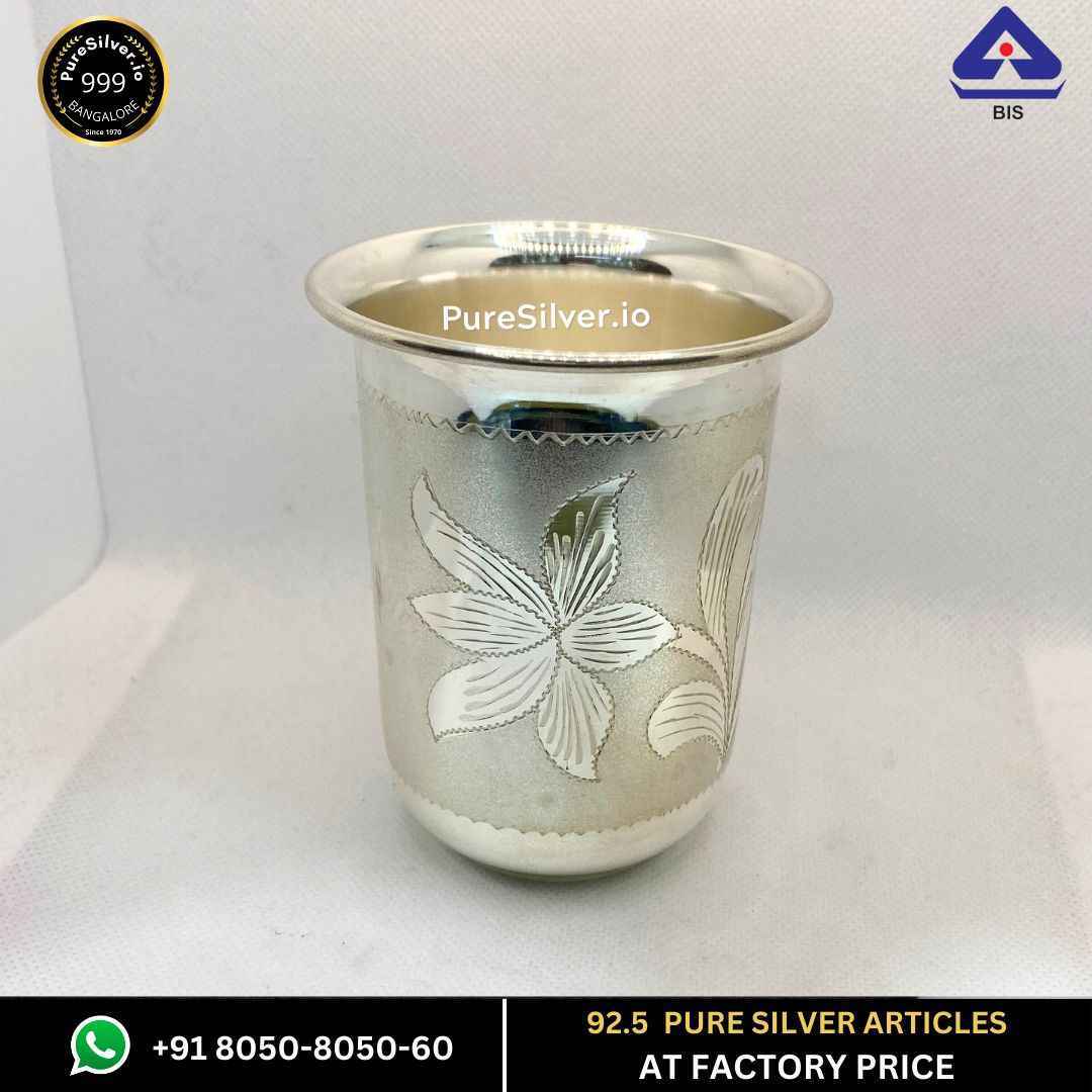 Silver Glass (Maharaja Pattern), 50 grams, BIS Hallmarked