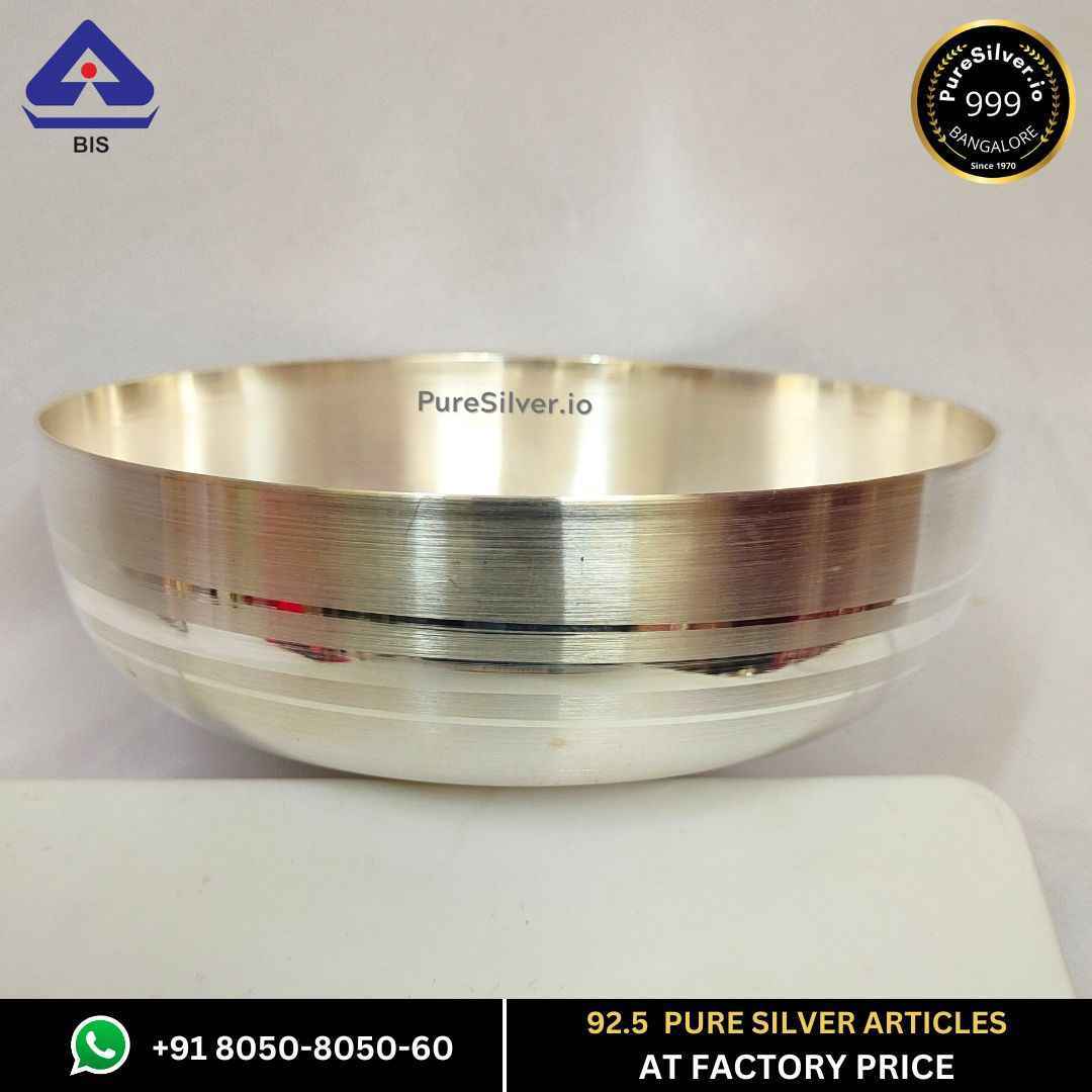 Vatka Pure Silver Bowl (Heavy), Bold Emery | 925 Sterling Pure Silver (BIS Hallmarked) | WHOLESALE PRICE / Resell