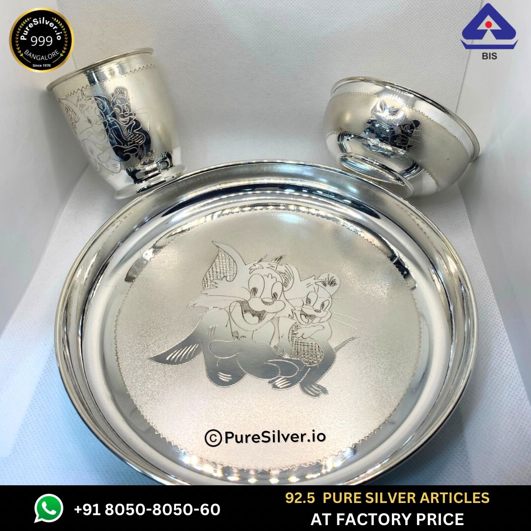 7.25 inches Pure Silver Dinner Set for Baby ~220 gms -