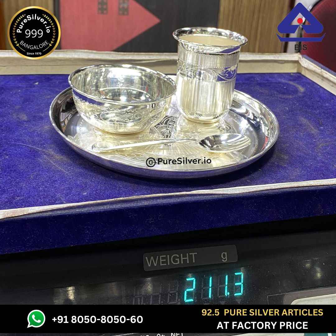 Pure Silver Dinner Set for Baby, 210 grams, BIS Hallmarked