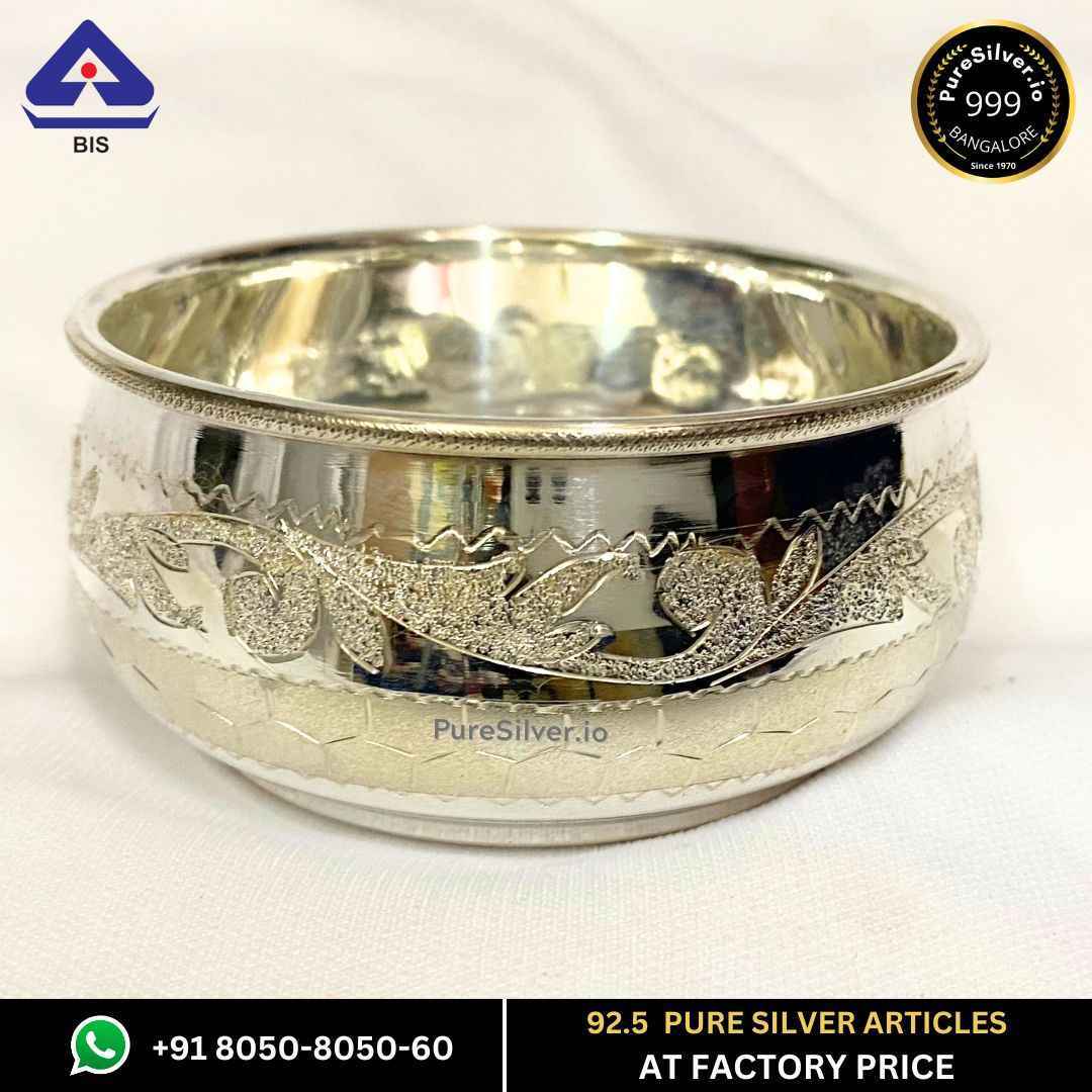 Matka Pure Silver Bowl, Diamond Design | 925 Sterling Pure Silver (BIS Hallmarked) | WHOLESALE PRICE / Resell