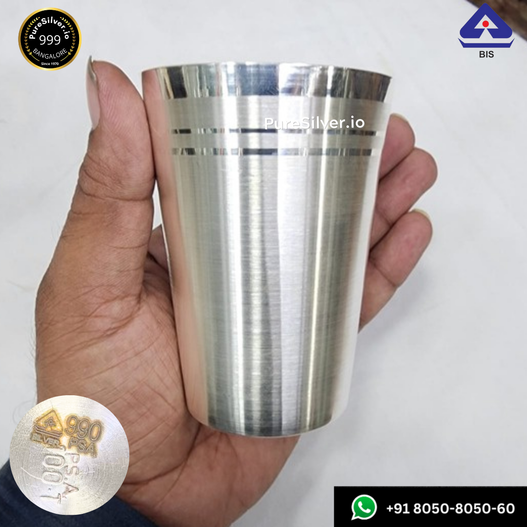 999 Pure Silver Glass with 990 BIS Hallmark - | Custom Orders & Bulk from Silver Factory