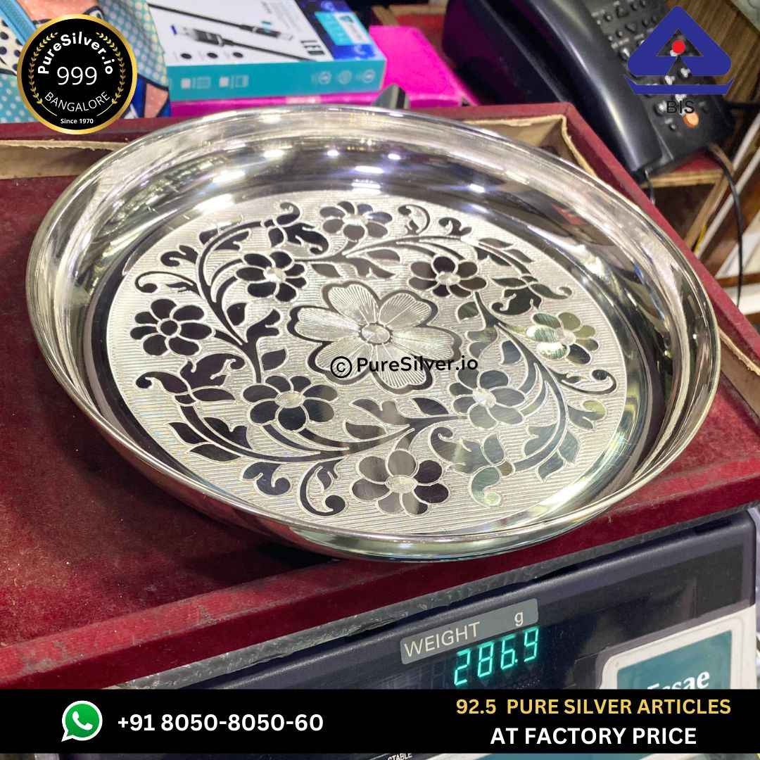 Pure Silver Dinner Set Plate with 925 BIS Hallmark, 290 grams, BIS Hallmarked