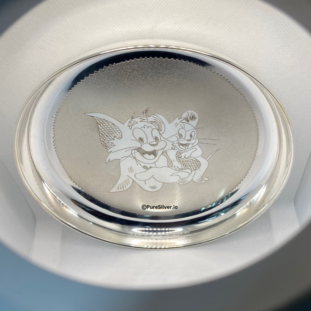 Bangalore Pure Silver Plate for Baby, Tom and Jerry | 925 Sterling Pure Silver (BIS Hallmarked) | WHOLESALE PRICE / Resell