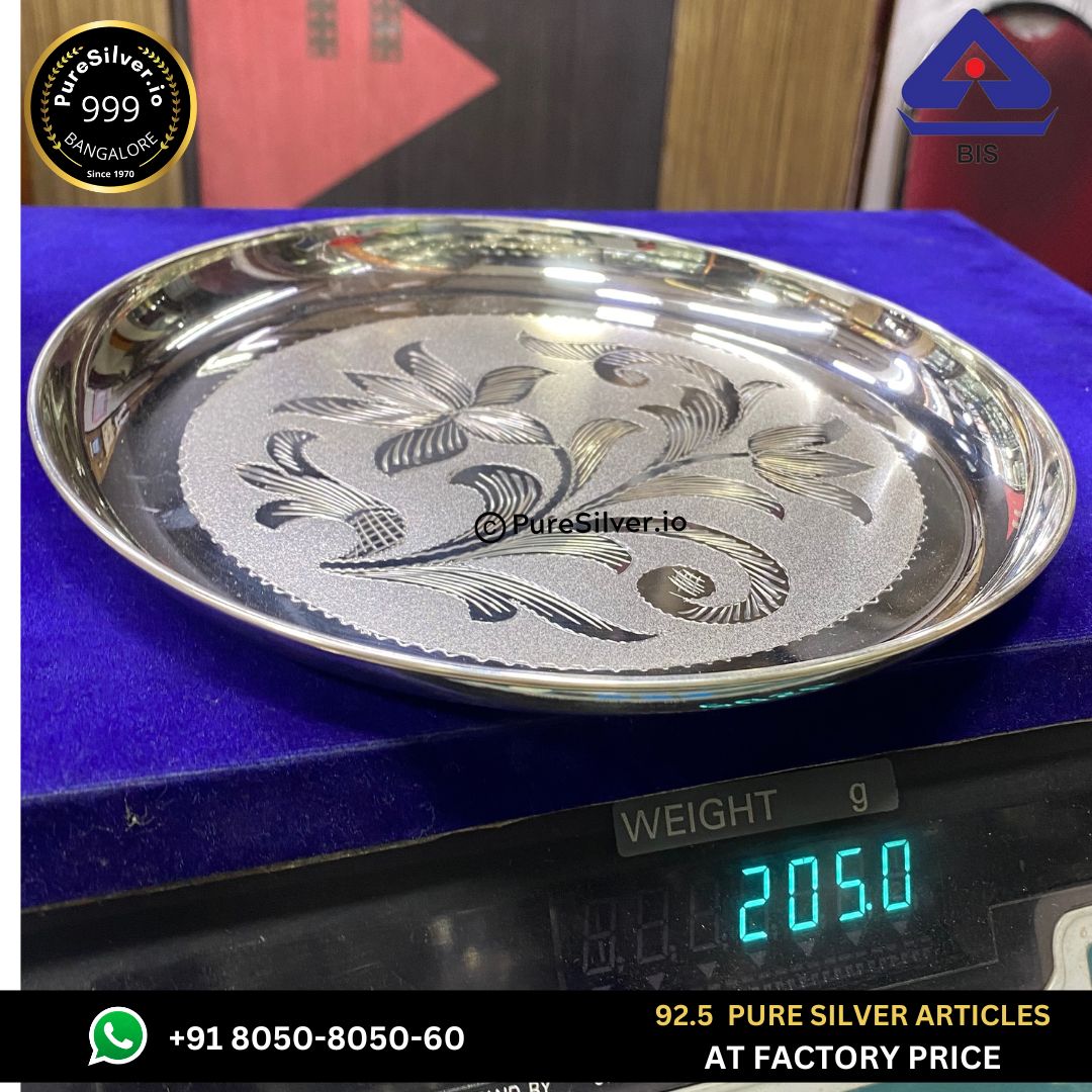 Pure Silver Dinner Set Plate with 925 BIS Hallmark Custom