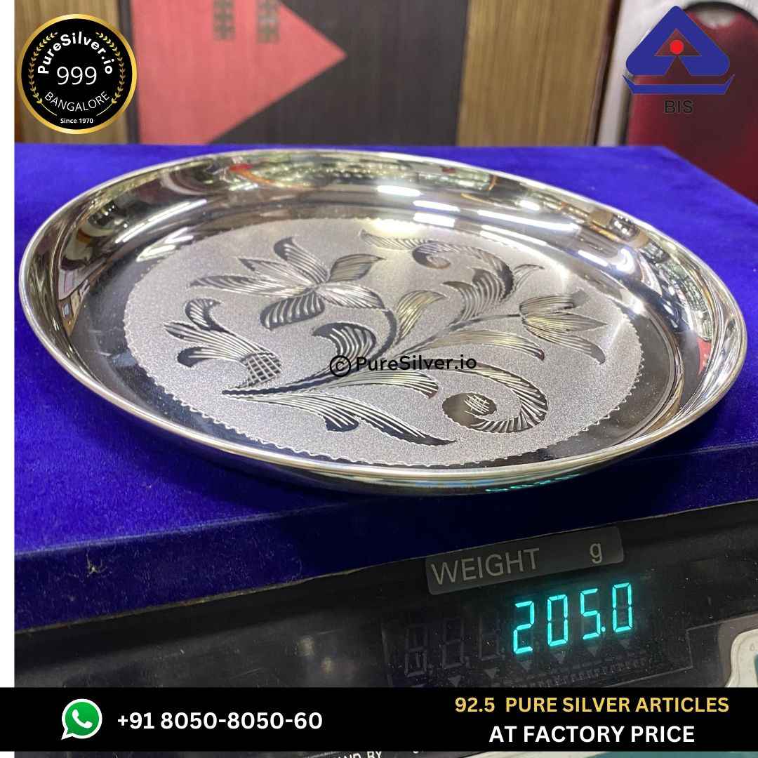 Pure Silver Dinner Set Plate with 925 BIS Hallmark, 200 grams, BIS Hallmarked