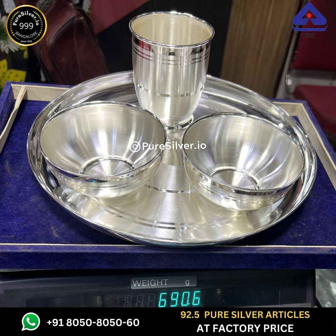 Pure Silver Dinner Set with 925 BIS Hallmark, 690 grams, BIS Hallmarked