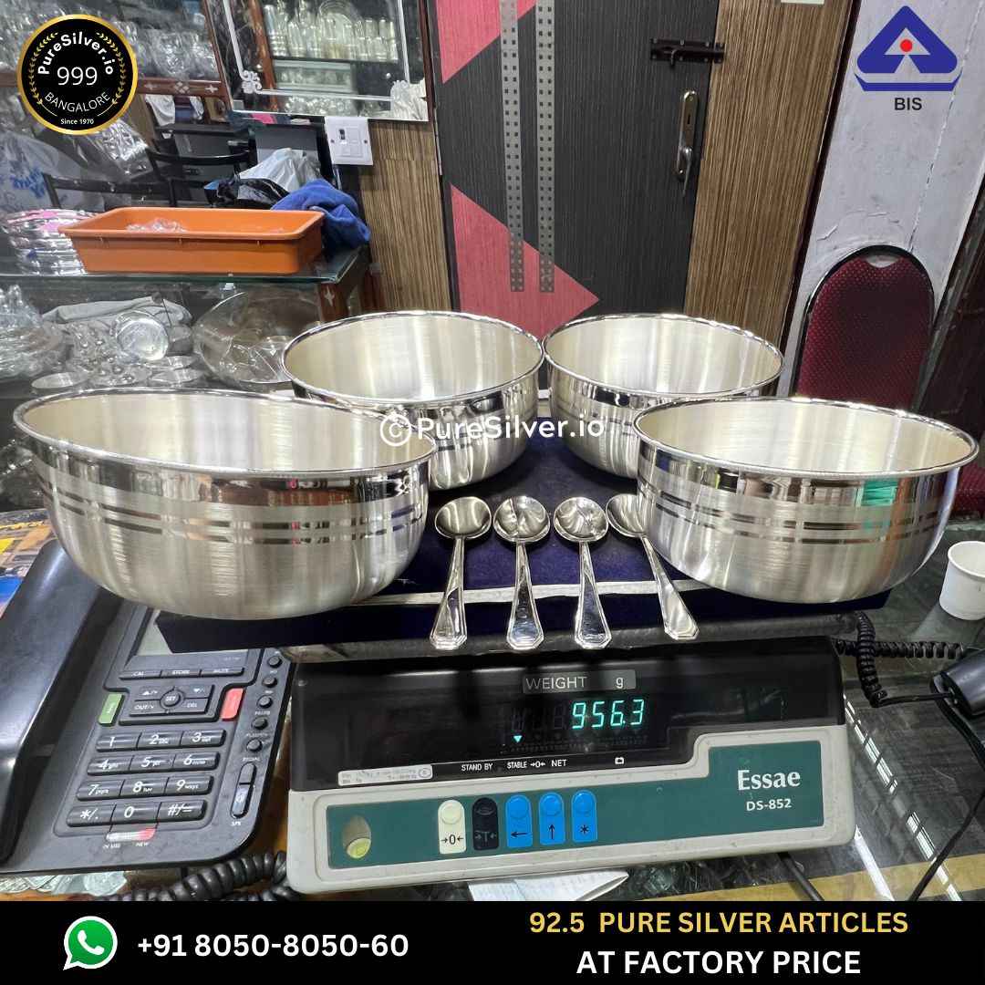 Pure Silver Dinner Set with 925 BIS Hallmark, 960 grams, BIS Hallmarked