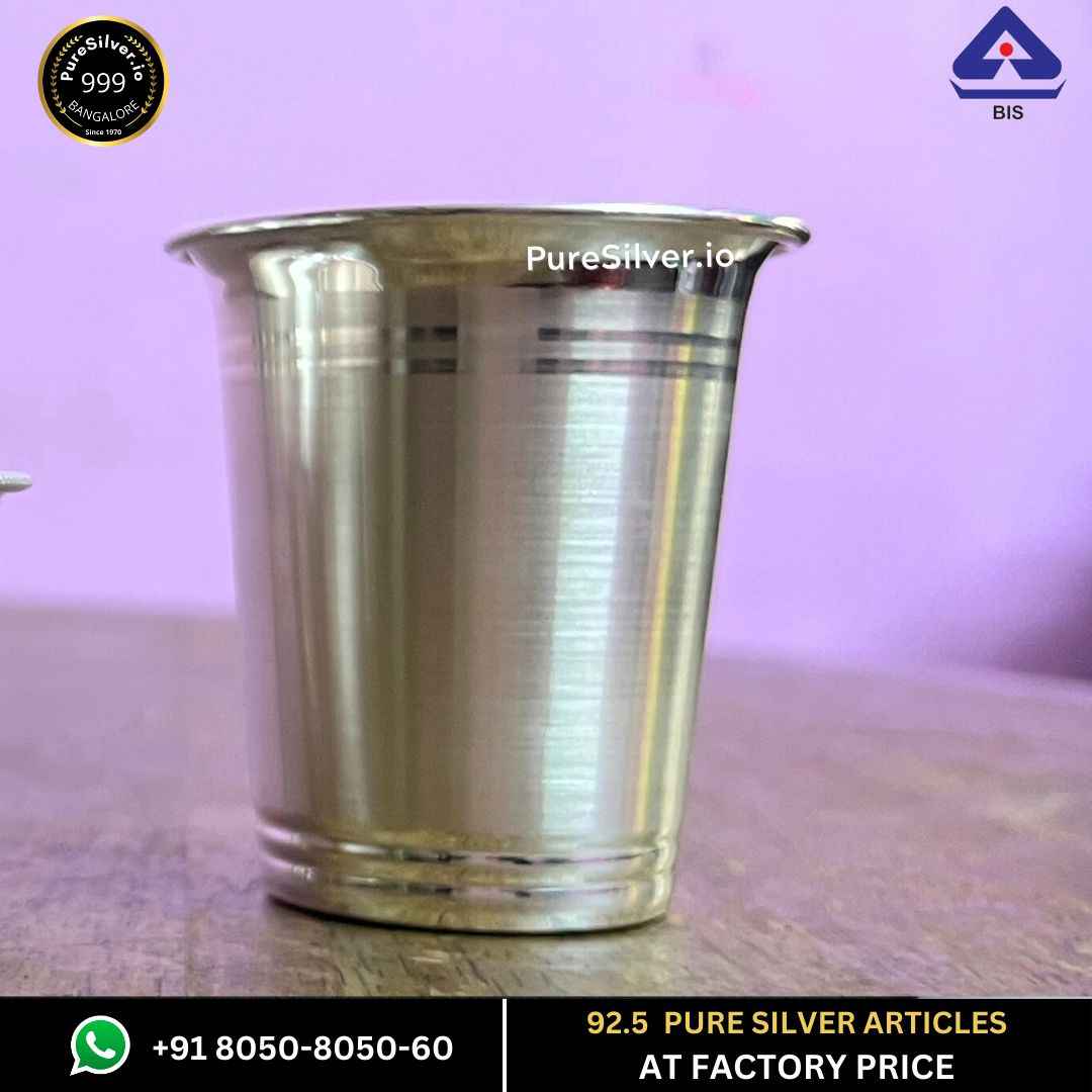 Pure Silver Glass V Model, 110 grams, BIS Hallmarked