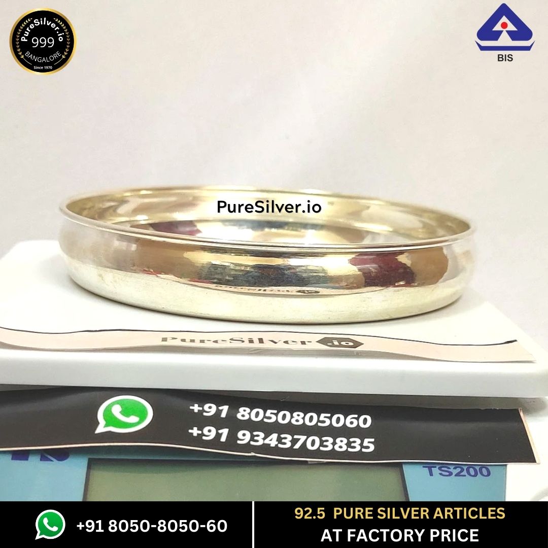 WHOLESALE PRICE: Pure Silver Plate - Matka Silver Thali (4.25 to 18 inches / 80 gms to 2300 gms)
