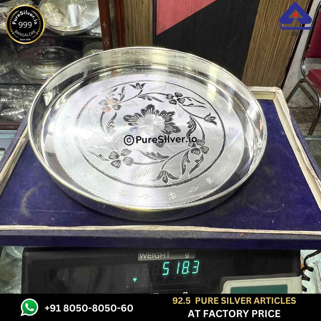 Pure Silver Plate with 925 BIS Hallmark, 520 grams, BIS Hallmarked