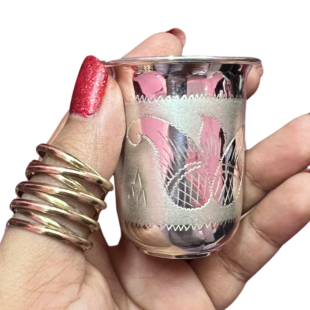 Small Maharaja Pure Silver Glass for Baby, Designer Floral for Return Gifting | 925 Sterling Pure Silver (BIS Hallmarked) | WHOLESALE PRICE / Resell