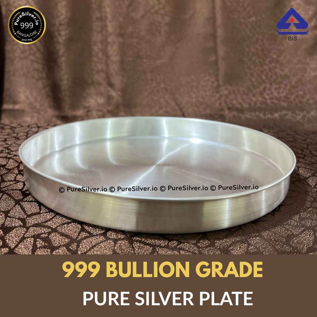 10 inches Pure Silver Plate with 990 BIS Hallmark - BOMBAY BEEDING
