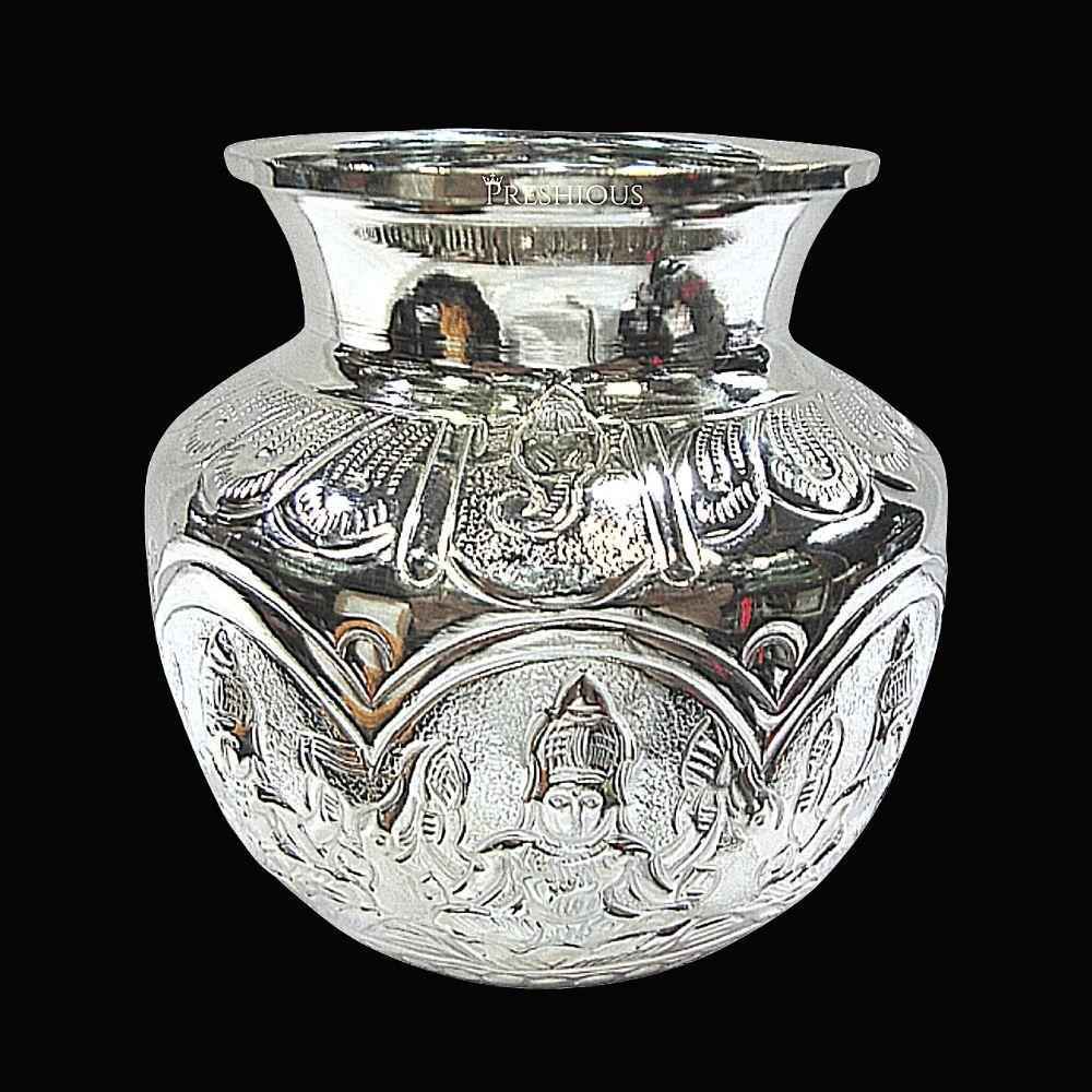 925 Sterling Silver Ashtalakshmi Kalash, 500 grams, BIS Hallmarked