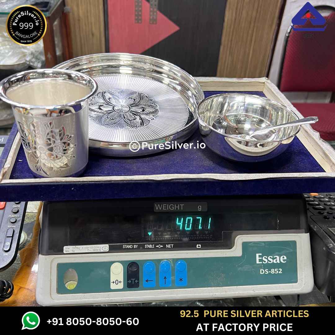 Pure Silver Dinner Set with 925 BIS Hallmark, 410 grams, BIS Hallmarked
