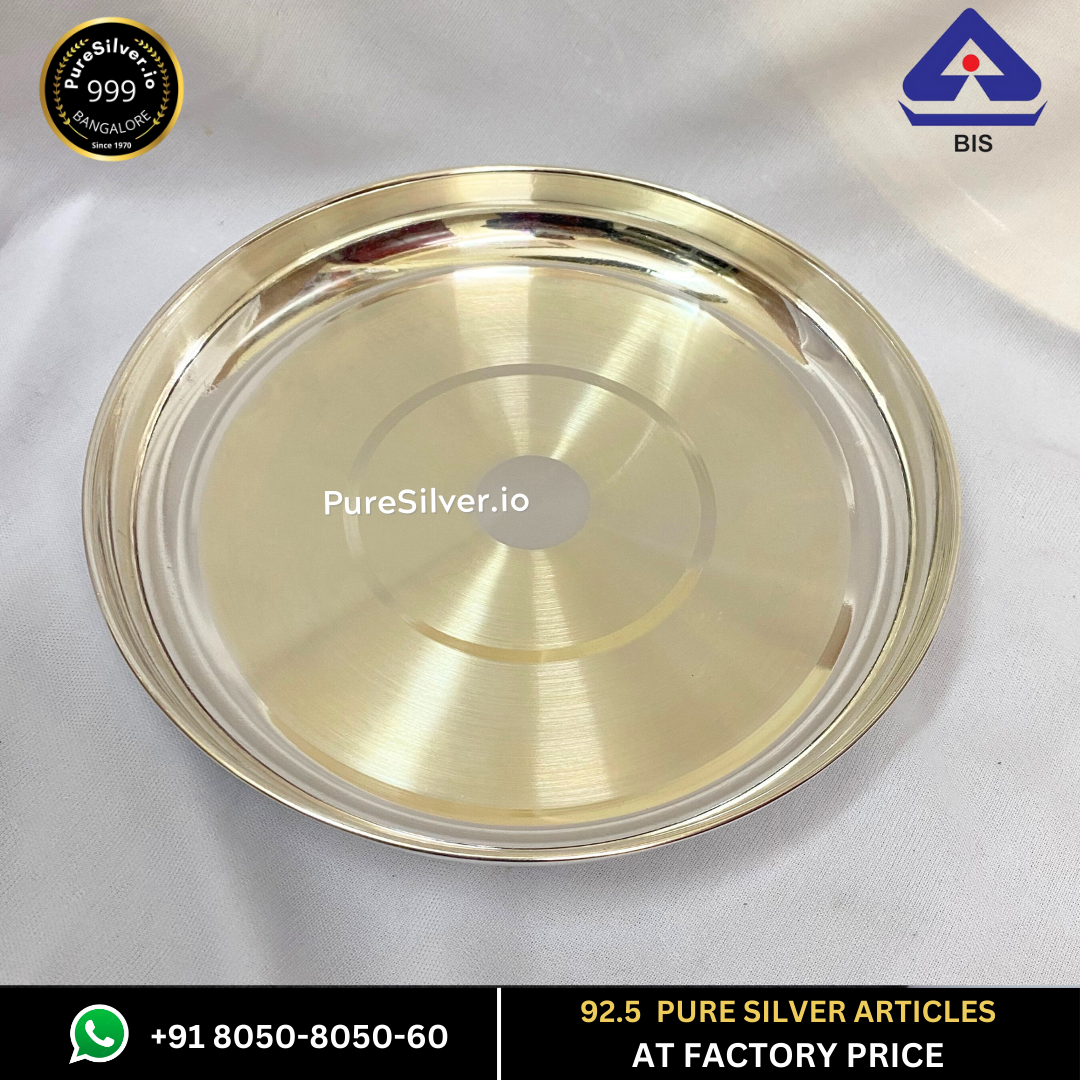 Pure Silver Plate - Bangalore Silver Thali (1.75 to 12 inches / 6 gms to 630 gms) Emery | Custom Orders & Bulk from Silver Factory