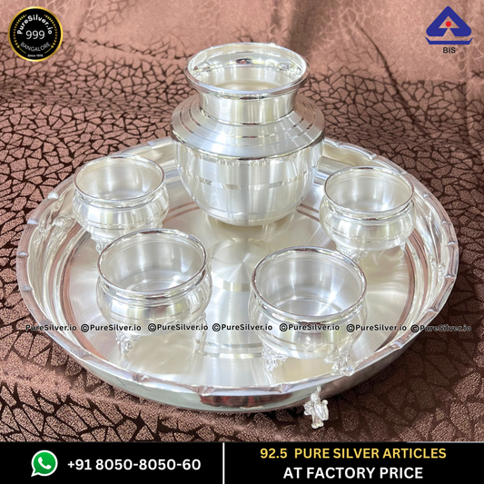 PRESHIOUS 925 Silver Kalash, 300 ml to 1600 ml, BIS Hallmarked - PureSilver.io
