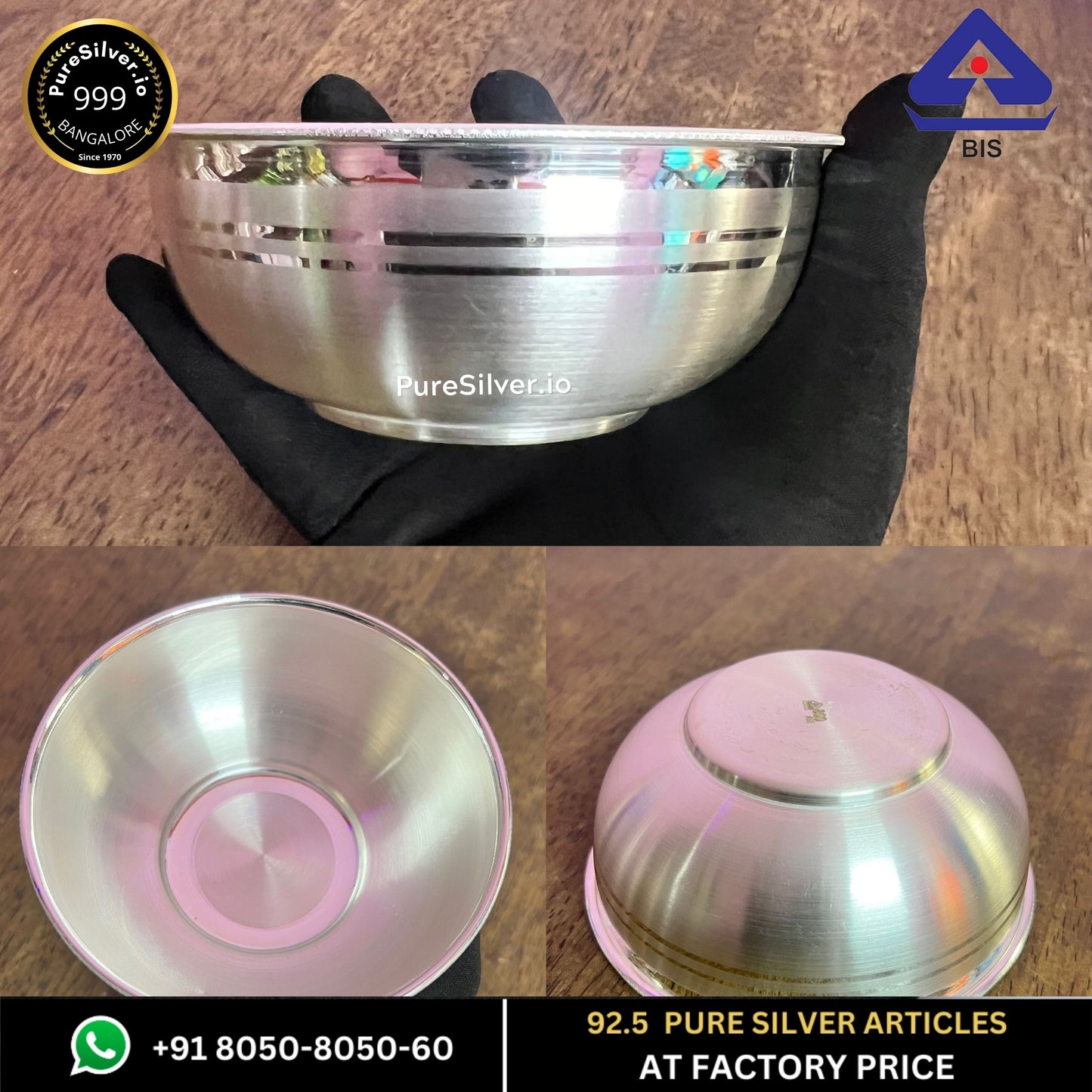 Pure Silver Bowl - 4.2" (W) * 2.2" (H) - | Custom Orders & Bulk from Silver Factory