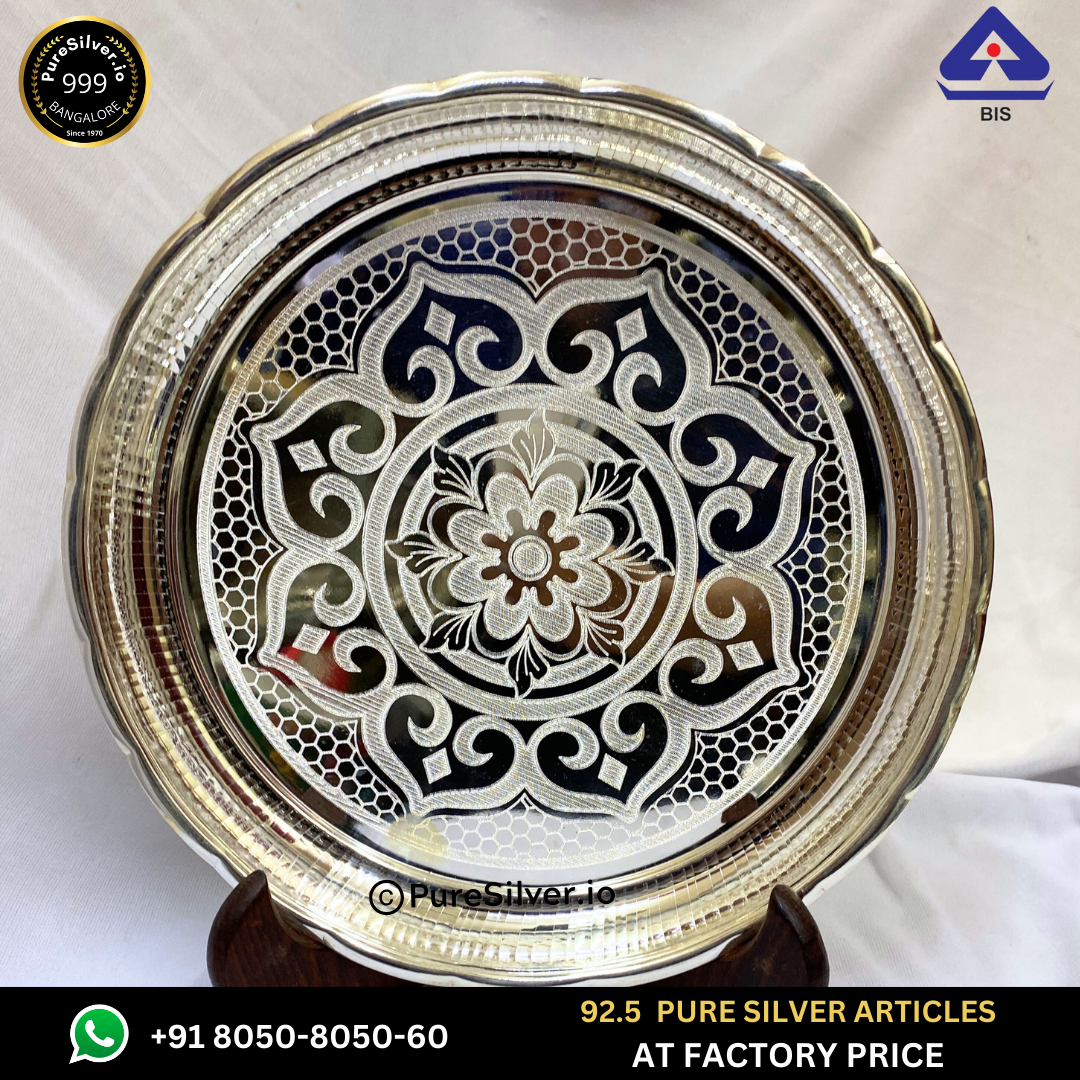 Pure Silver Plate - Arivana Silver Plate for Pooja (9 to 12 inches / 200 gms to 725 gms) | Custom Orders & Bulk from Silver Factory