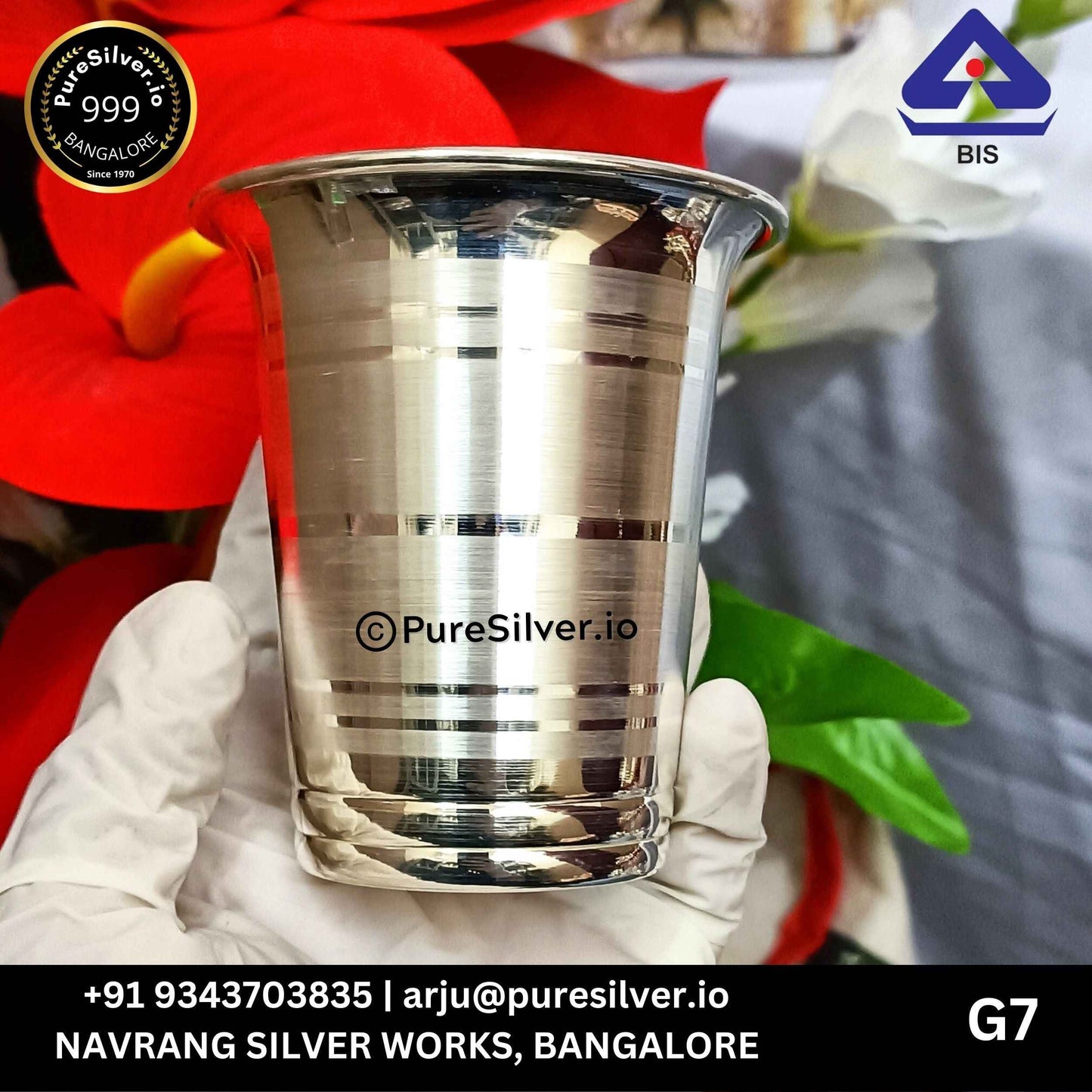 PRESHIOUS 925 Silver Glass, 50 ml to 350 ml, BIS Hallmarked