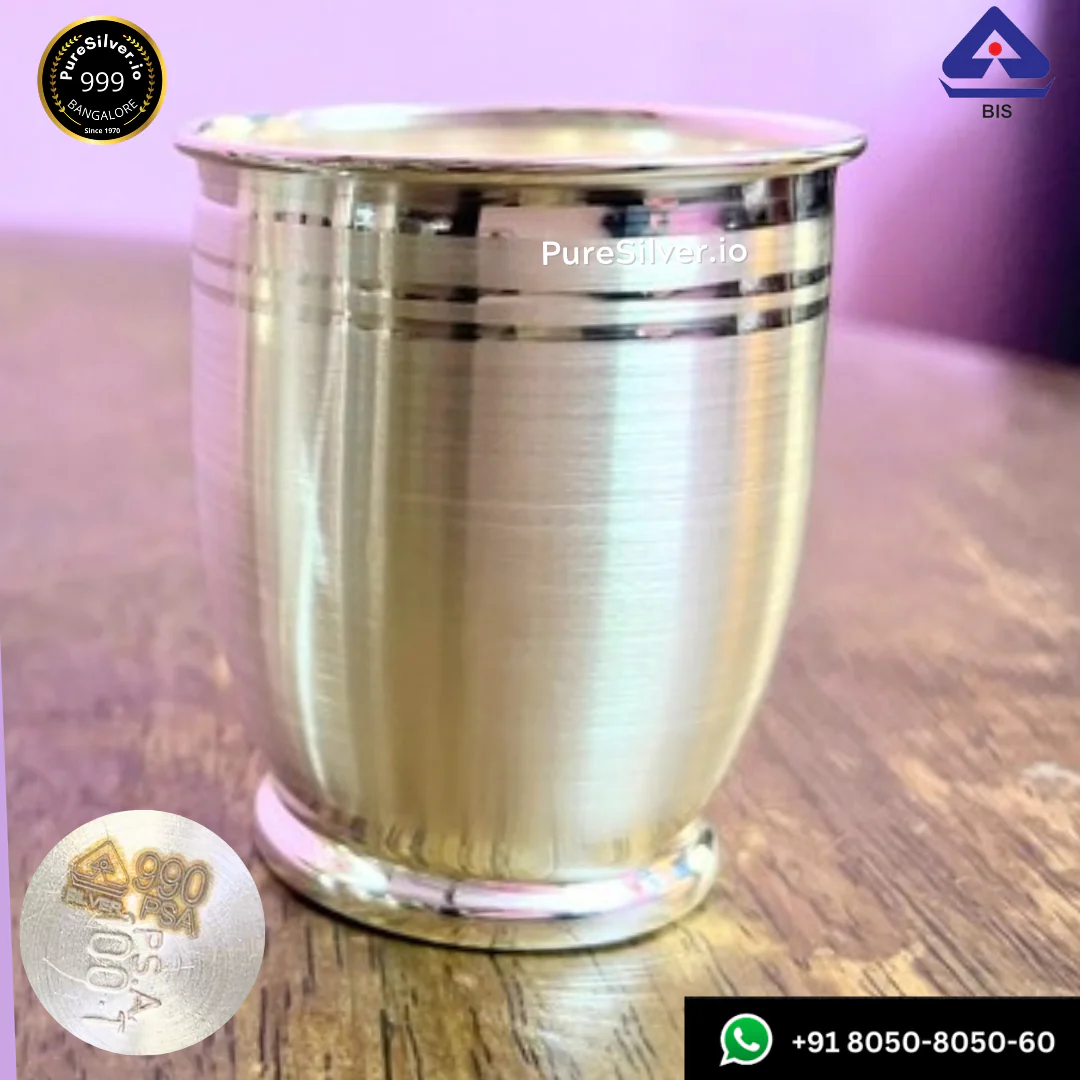 999 Pure Silver Glass Chico Pattern with 990 BIS Hallmark, 110 grams