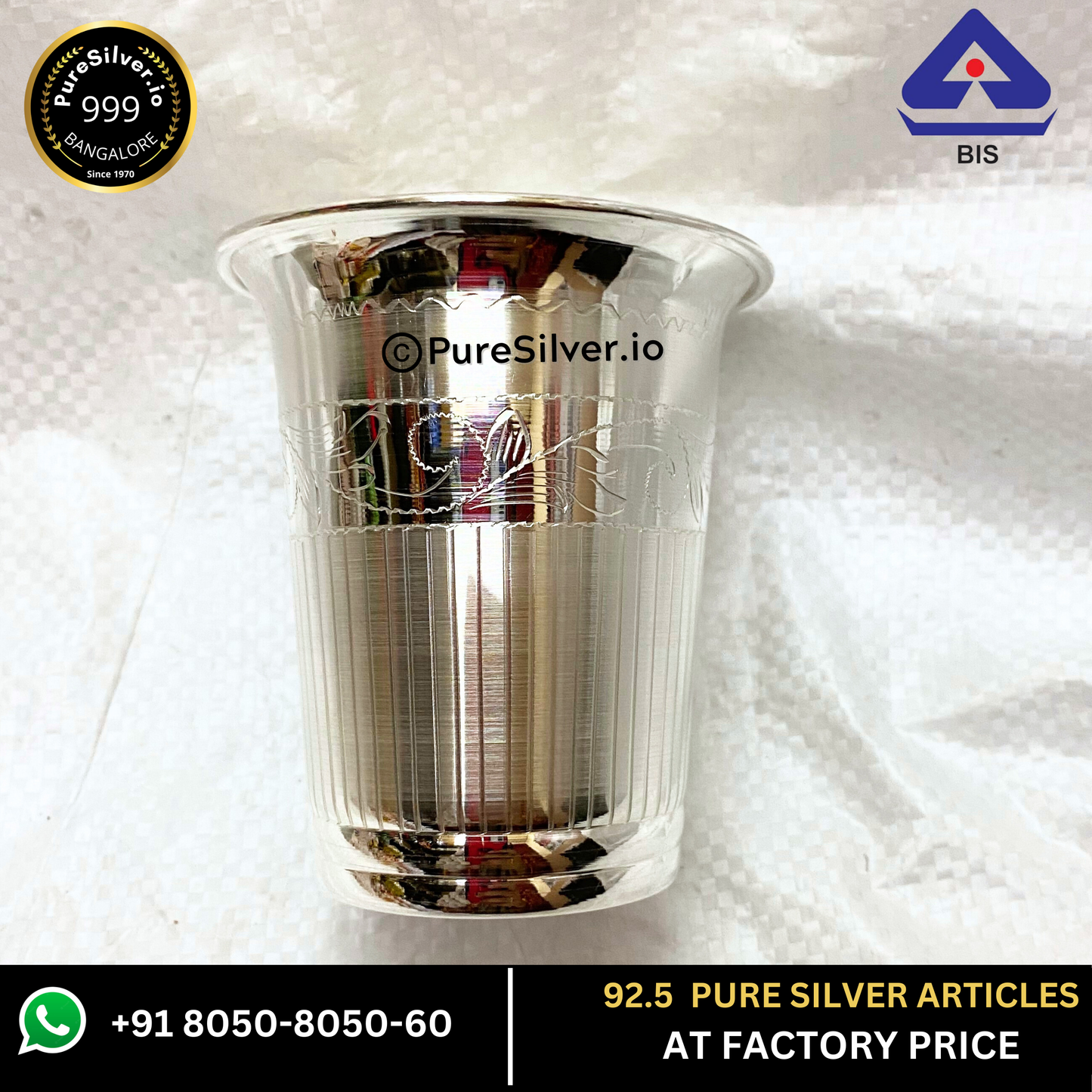 Silver Glass Matt Finished, 60 grams, BIS Hallmarked - PureSilver.io