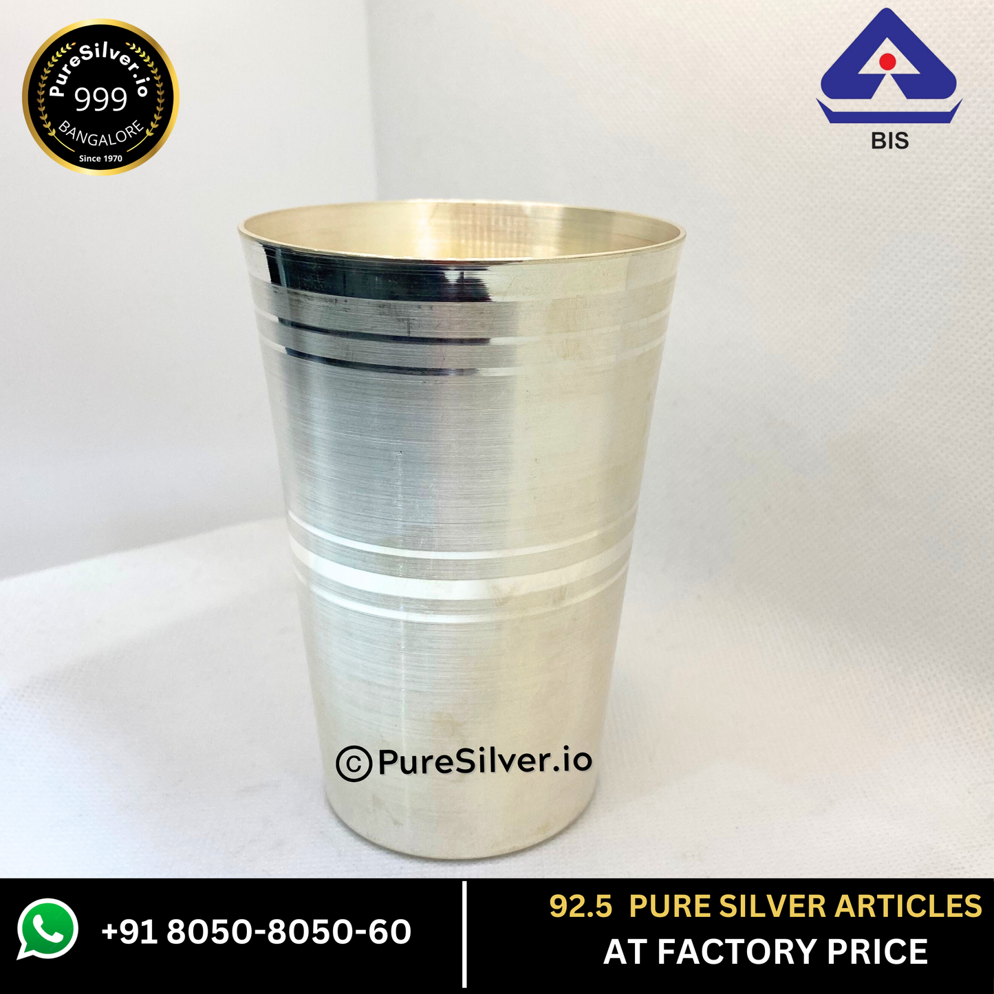 925 Sterling Silver Glass - 300 ml (Marwadi Pattern) - 100 grams -