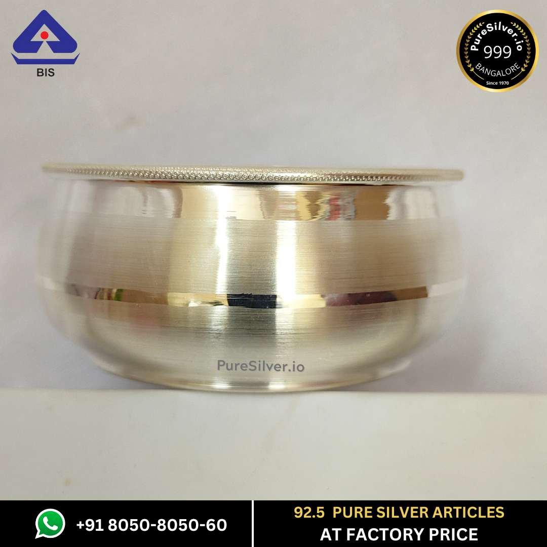 classic Matka Pure Silver Bowl, Emery | 925 Sterling Pure Silver (BIS Hallmarked) | WHOLESALE PRICE / Resell