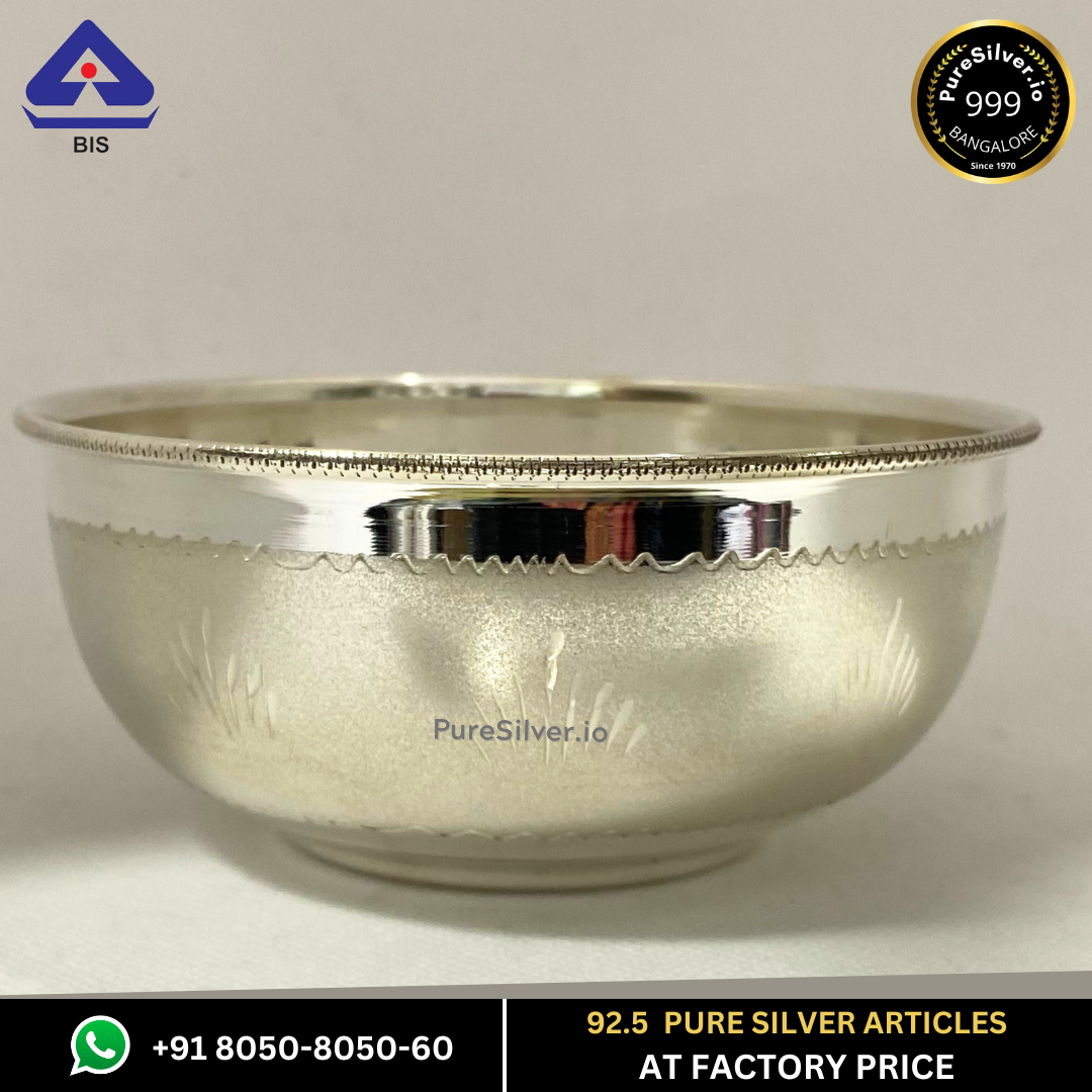 Delhi Pure Silver Bowl, Satin Matte | 925 Sterling Pure Silver (BIS Hallmarked) | WHOLESALE PRICE / Resell