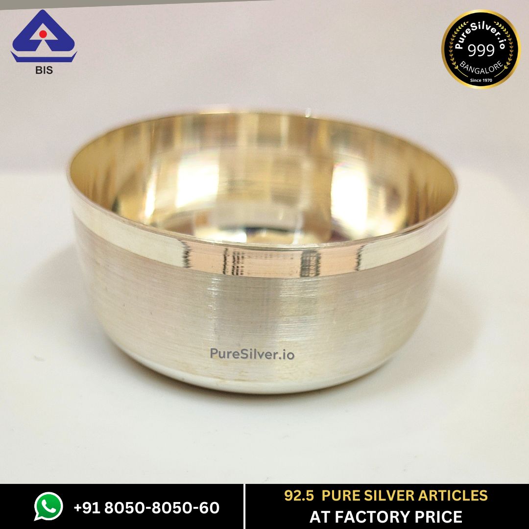 WHOLESALE PRICE: Pure Silver Bowl - Vati Silver Bowl With Weights (30 - 100 gms / 2.25" - 3.5")