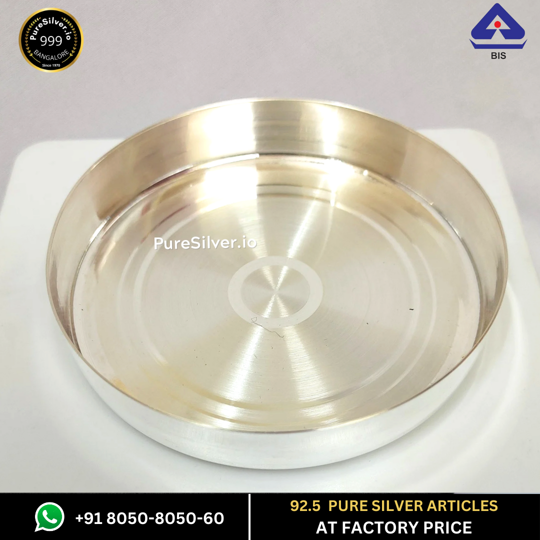 Pure Silver Plate - Bombay Silver Thali (4.25 to 18 inches / 80 gms to 2300 gms) | Custom Orders & Bulk from Silver Factory