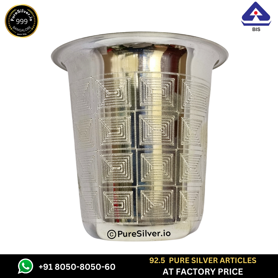124 grams BIS Hallmarked Silver Glass (Maharaja Pattern) - | Custom Orders & Bulk from Silver Factory