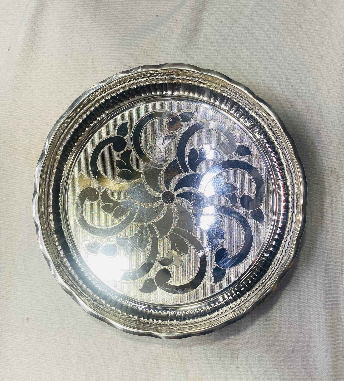 Pure Silver Plate for Pooja Arivana Designer Silver Plate, 150 grams, BIS Hallmarked