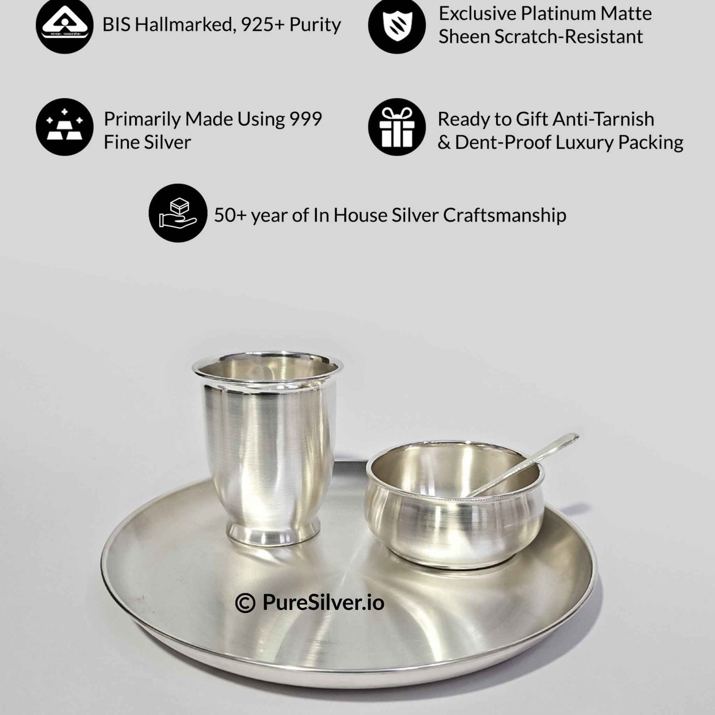 925 Silver Glass - 150 ml, 3 inches (~81 grams) MARWADI L PATTERN