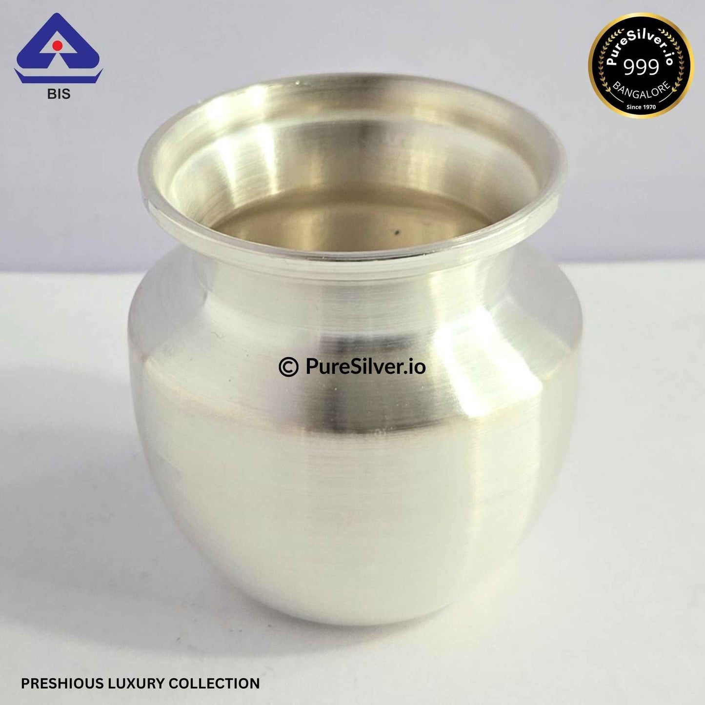 925 Silver Kalash - 260 ml, 3.5 inches (~92 grams) CHAMBU PATTERN
