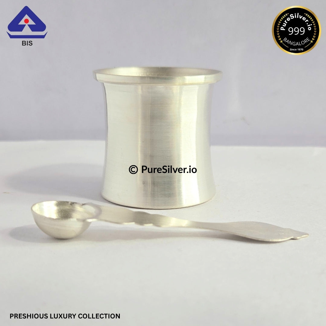 925 Silver Panchpatra - 150 ml, 2.75 inches (~68 grams) PANCHAPATRA PATTERN