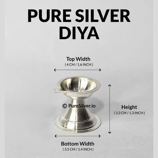 Preshious Sterling Silver Diya - 1.5 inch, SINGLE - EK MUKH PATTERN