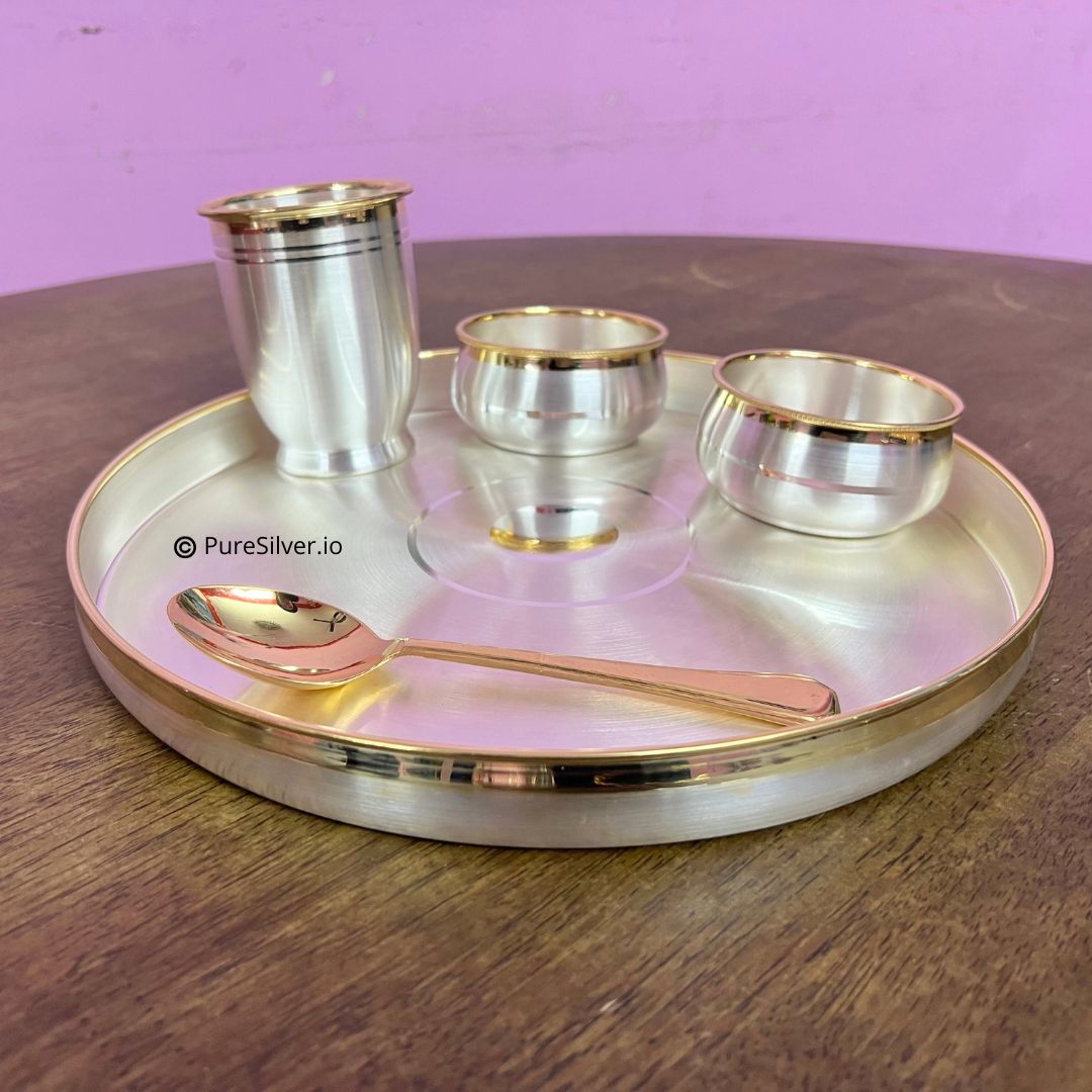 Silver Dinner Set - 11" - Luxury Emery 24k Pure Gold Finished - | Custom Orders & Bulk from Silver Factory
