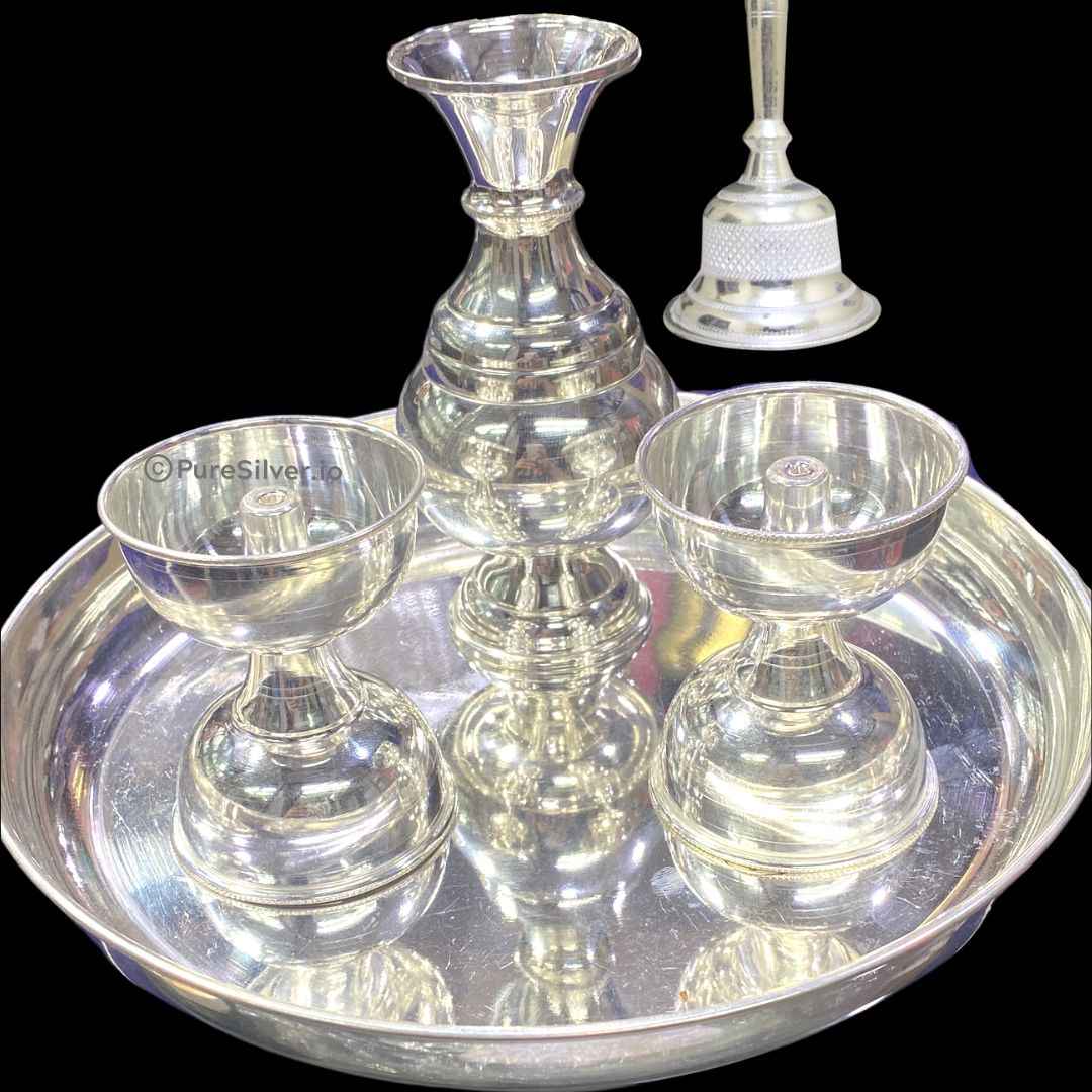 Pure Silver Bangalore Aarthi Set, 440 grams, BIS Hallmarked