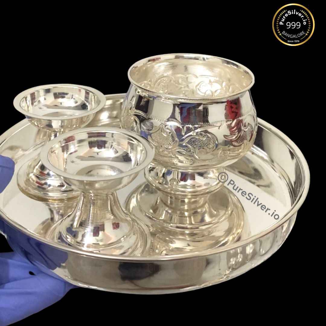 PRESHIOUS Silver Pooja Thali Set Models (35+ Designs)