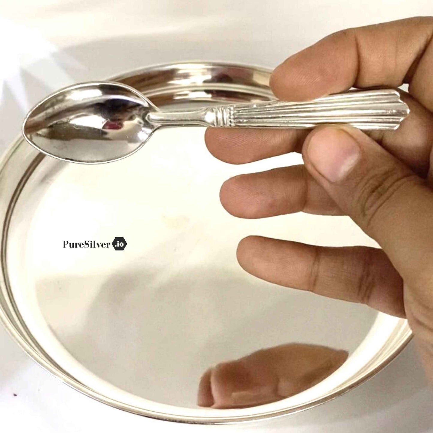 Small Silver Spoon And Plate For Baby Custom Silver Article Design55, 180 grams, BIS Hallmarked