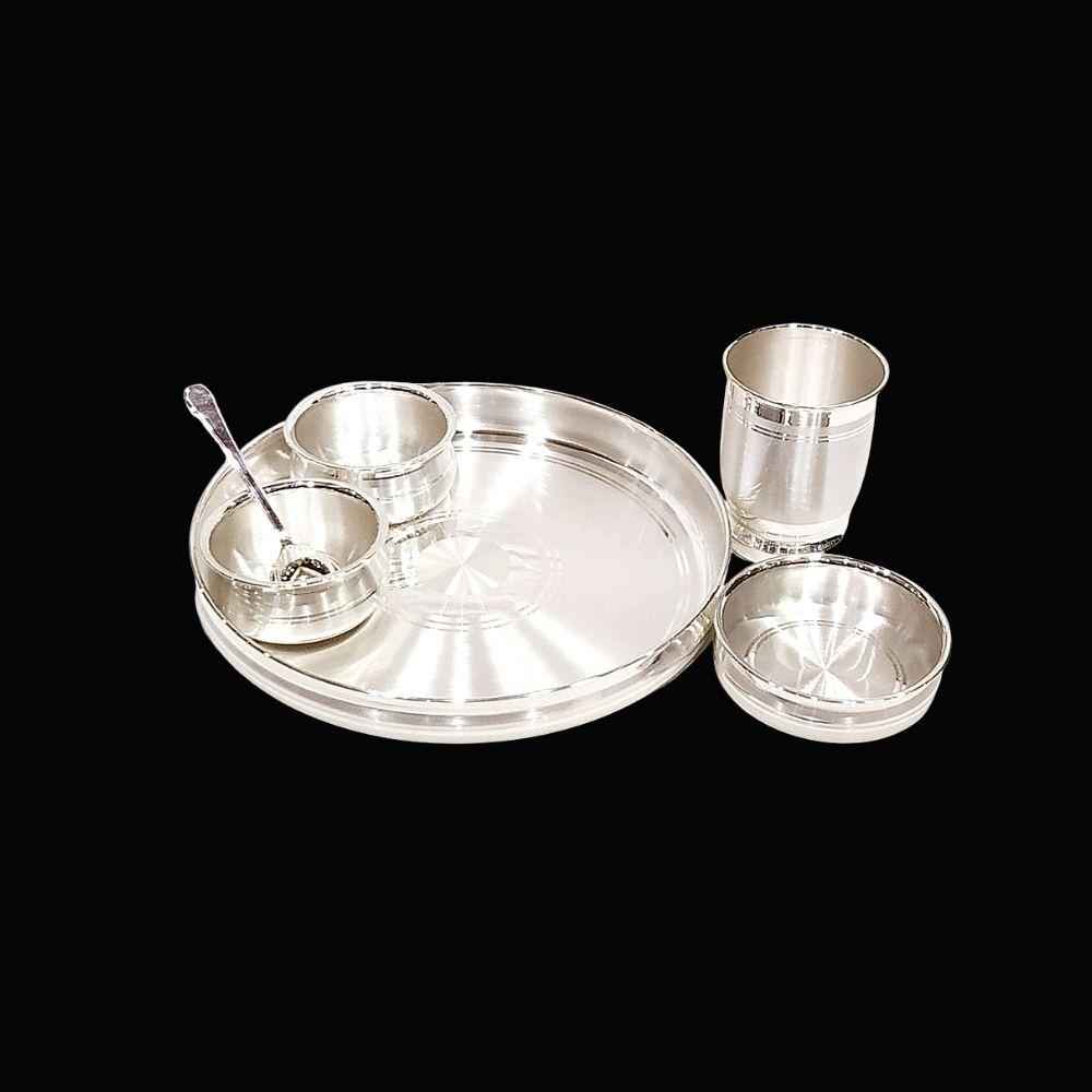 Pure Silver Krishna Matka Bombay Dinner Set Emery Polished, 910 grams, BIS Hallmarked