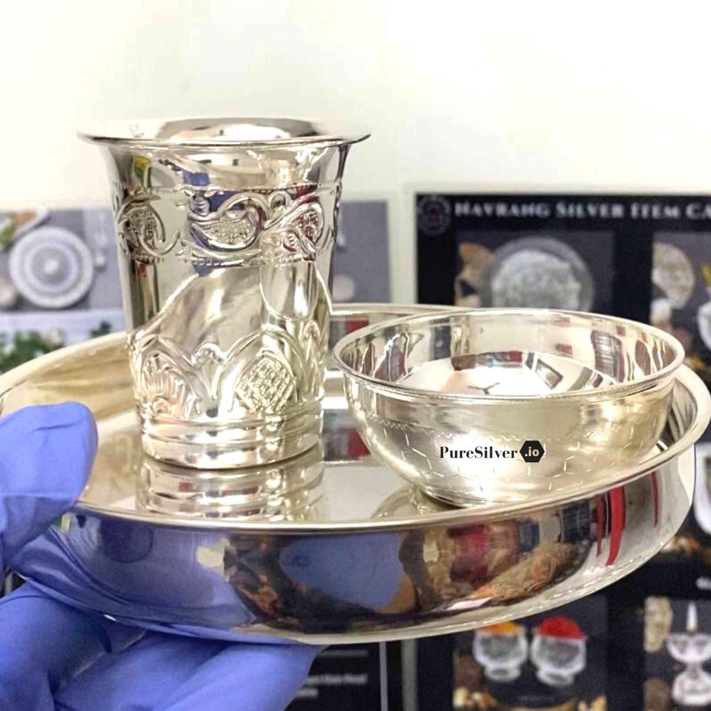 Custom Silver Dinner Set For Baby Custom Silver Article Design68, 220 grams, BIS Hallmarked