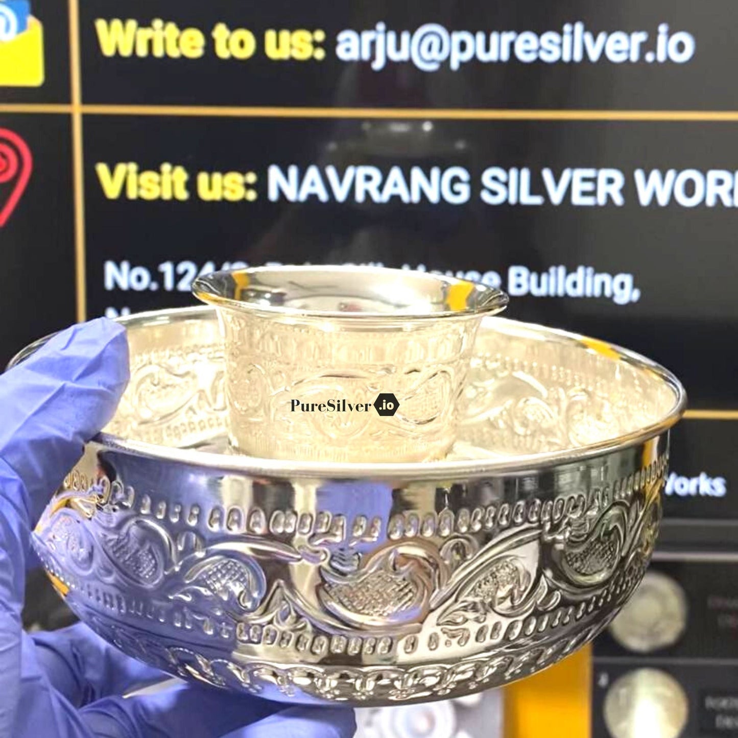 205 grams Silver Bowl for Baby | Silver KatoriAnd Glass For Baby | Custom Silver Article Design69 - | Custom Orders & Bulk from Silver Factory