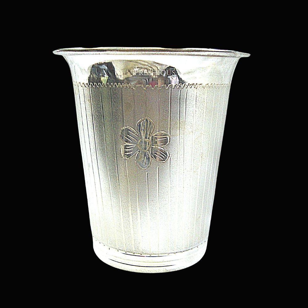 63 grams BIS Hallmarked Silver Glass (V Pattern) - Floral Design and Matt Finished - | Custom Orders & Bulk from Silver Factory