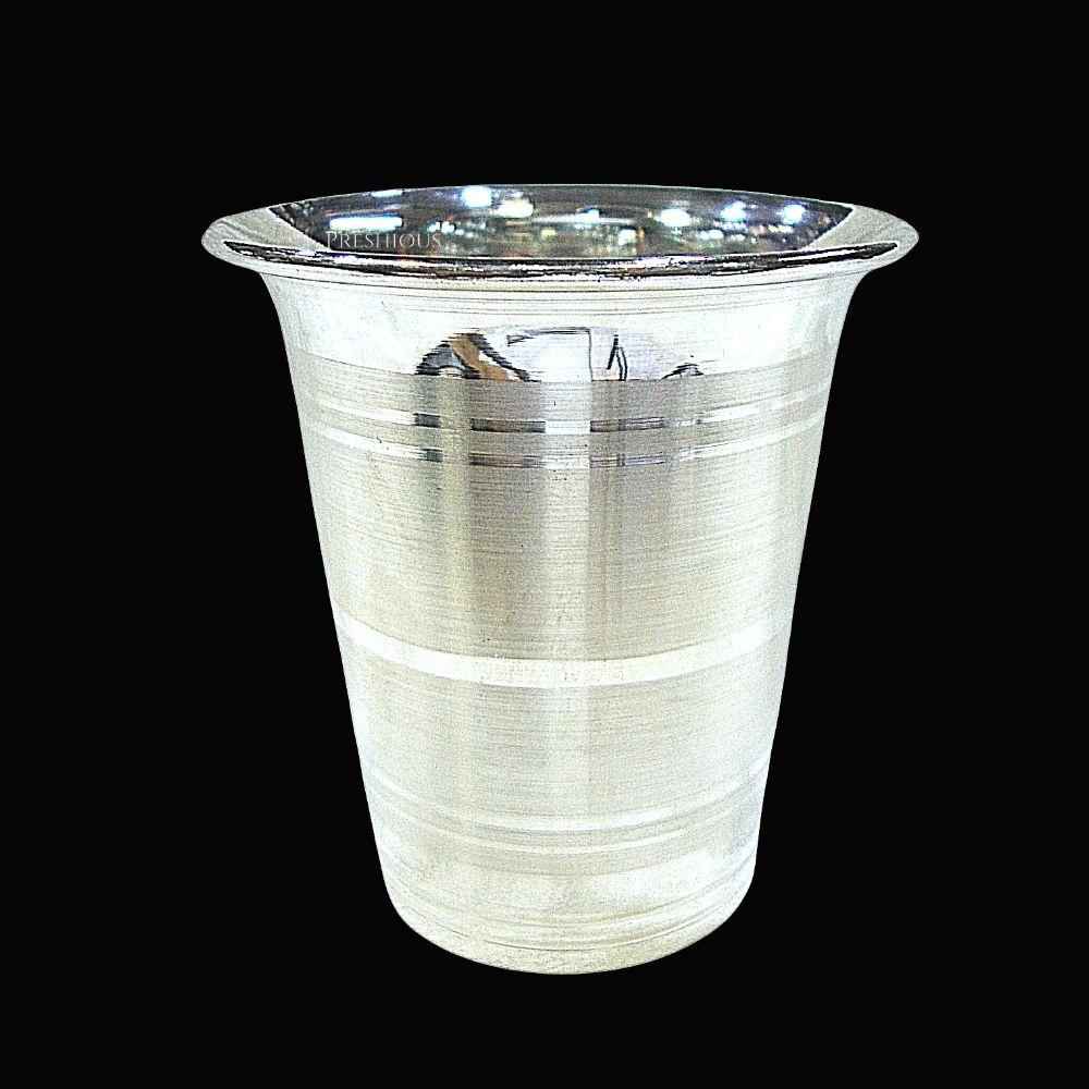 Pure Silver Glass (V Pattern) Emery Polished, 60 grams, BIS Hallmarked