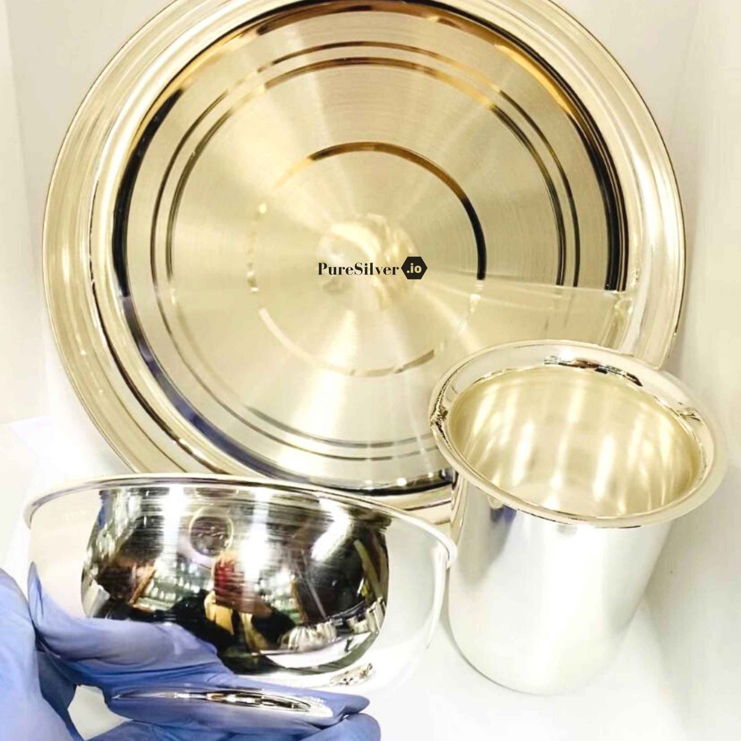 Custom Silver Dinner Set For Baby & Kids Custom Silver Article Design78, 400 grams, BIS Hallmarked