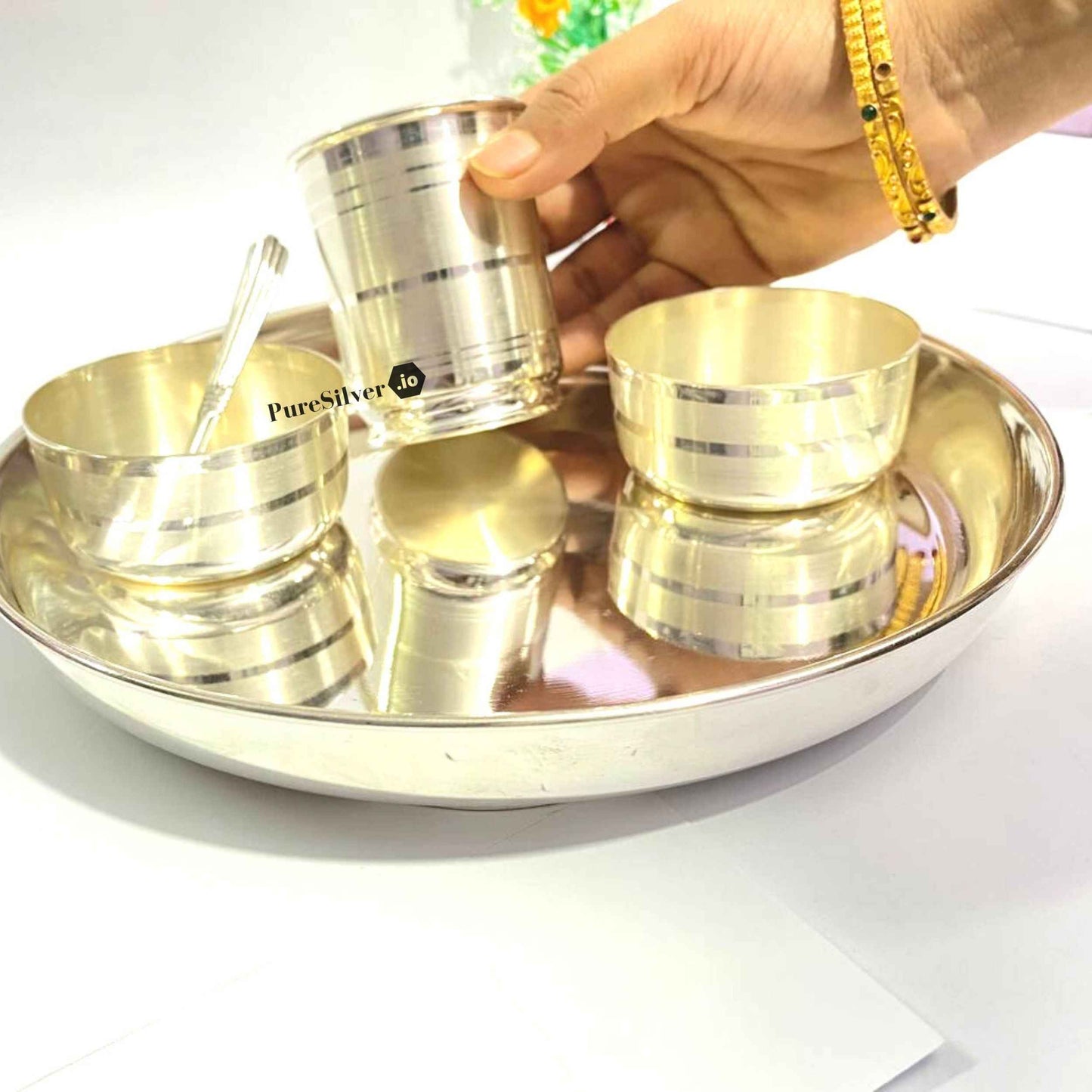 Custom Silver Dinner Set For Baby & Kids Custom Silver Article Design83, 380 grams, BIS Hallmarked