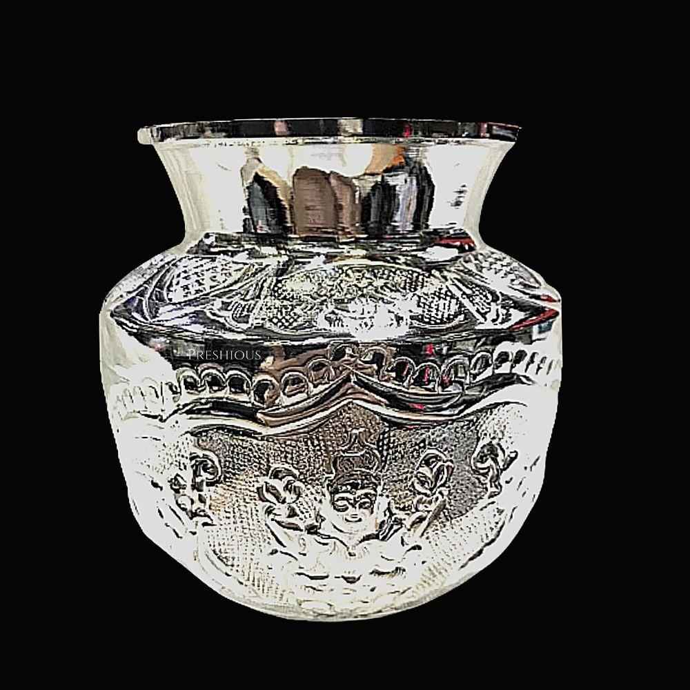 925 Sterling Silver Gaja Lakshmi Kalash, 100 grams, BIS Hallmarked